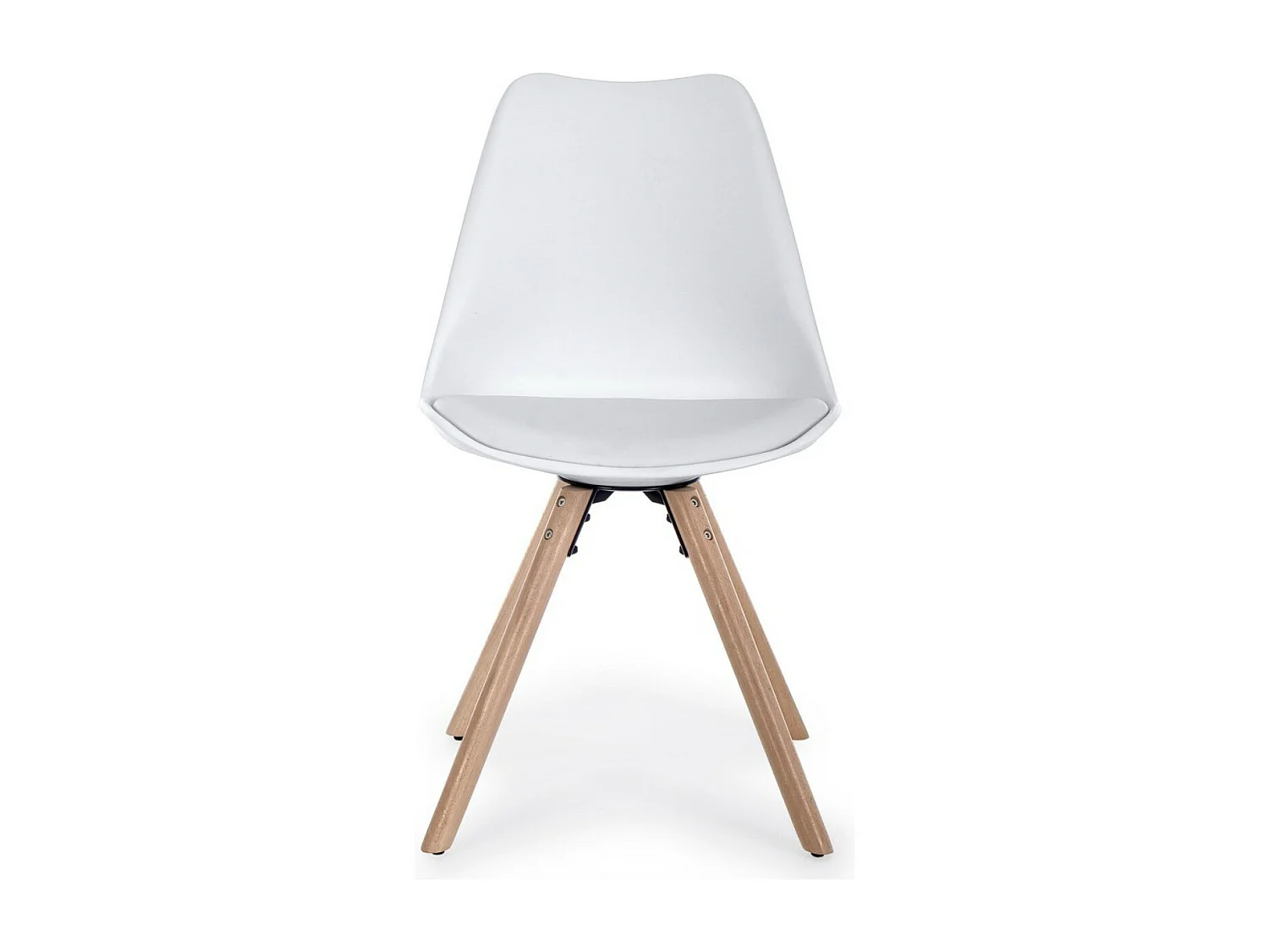 Lot de 4 chaises Teddy en bois de hêtre et simili cuir - Style scandinave intemporel-Couleur Marron clair