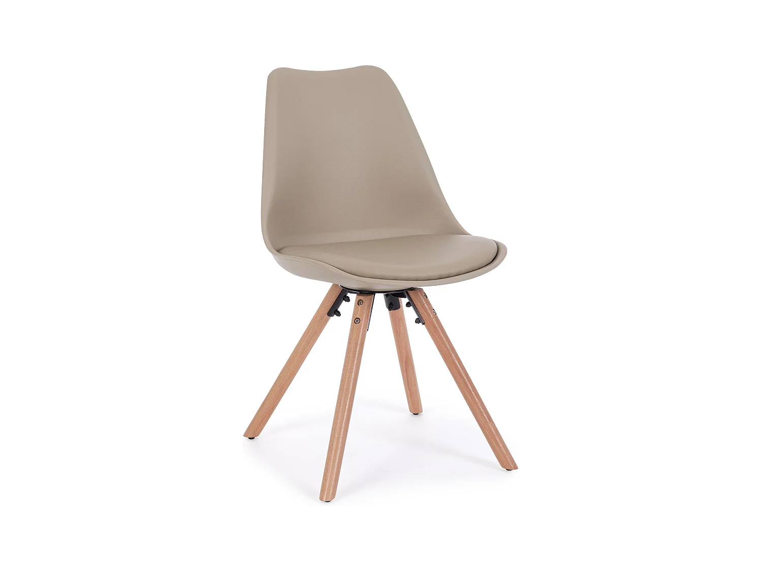 Lot de 4 chaises Teddy en bois de hêtre et simili cuir - Style scandinave intemporel-Couleur Marron clair