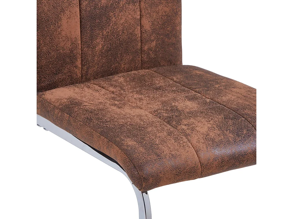 Chaises à manger cantilever lot de 6 marron similicuir daim