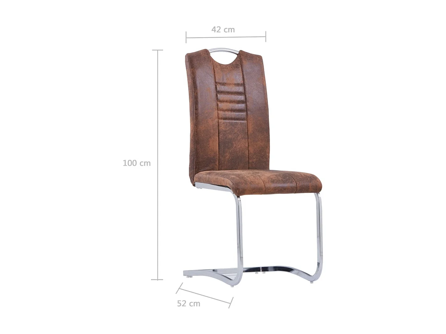 Chaises à manger cantilever lot de 6 marron similicuir daim