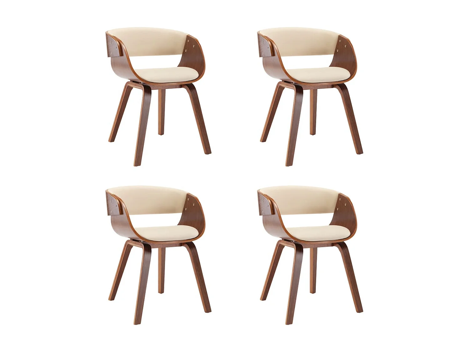 Chaises à manger lot de 4 crème bois courbé et similicuir