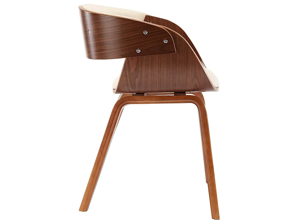 Sillas de comedor 4 uds madera curvada y cuero sintético crema