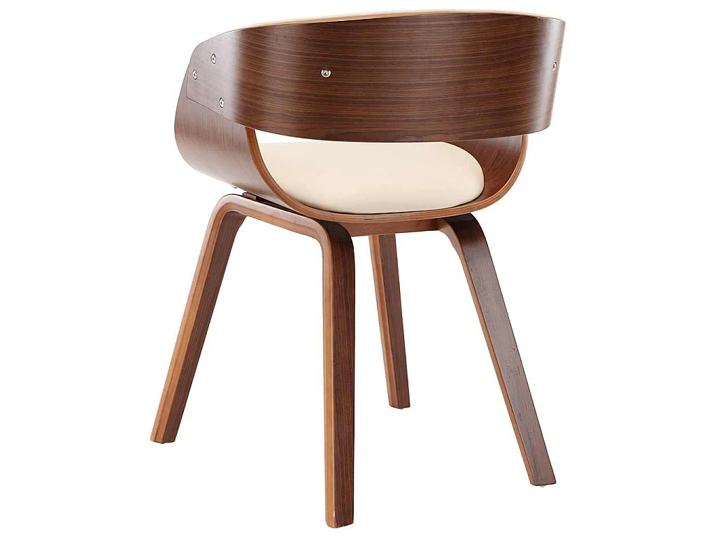 Sillas de comedor 4 uds madera curvada y cuero sintético crema