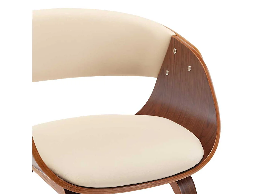 Sillas de comedor 4 uds madera curvada y cuero sintético crema