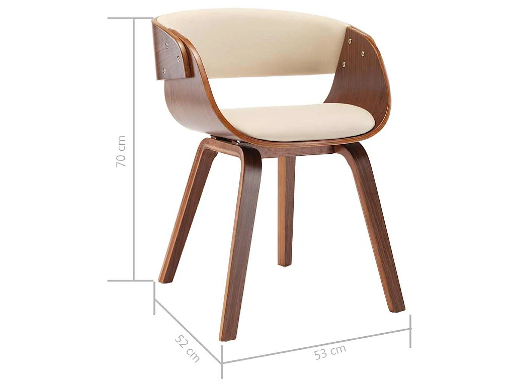 Sillas de comedor 4 uds madera curvada y cuero sintético crema