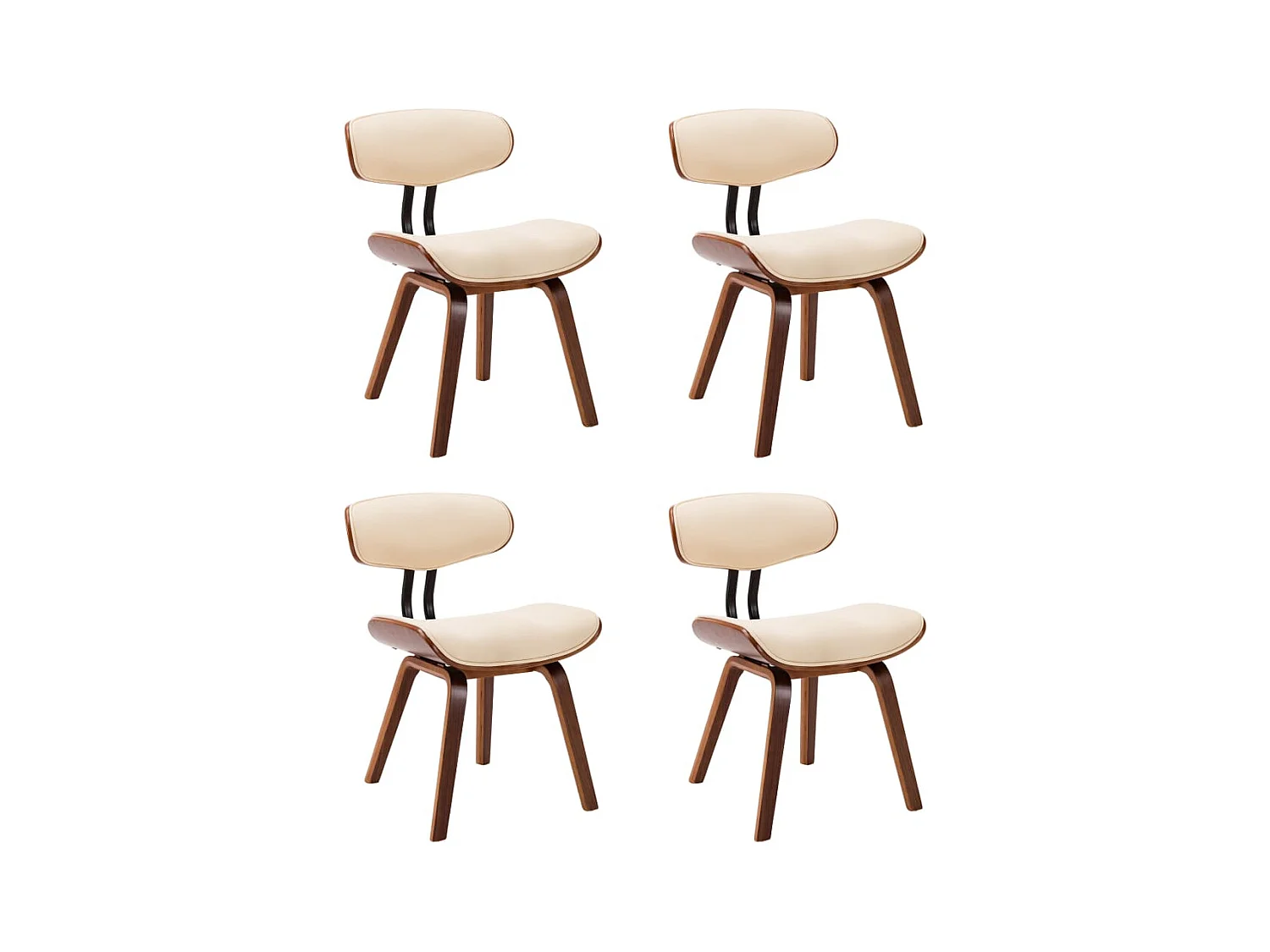 Chaises à manger lot de 4 crème bois courbé et similicuir