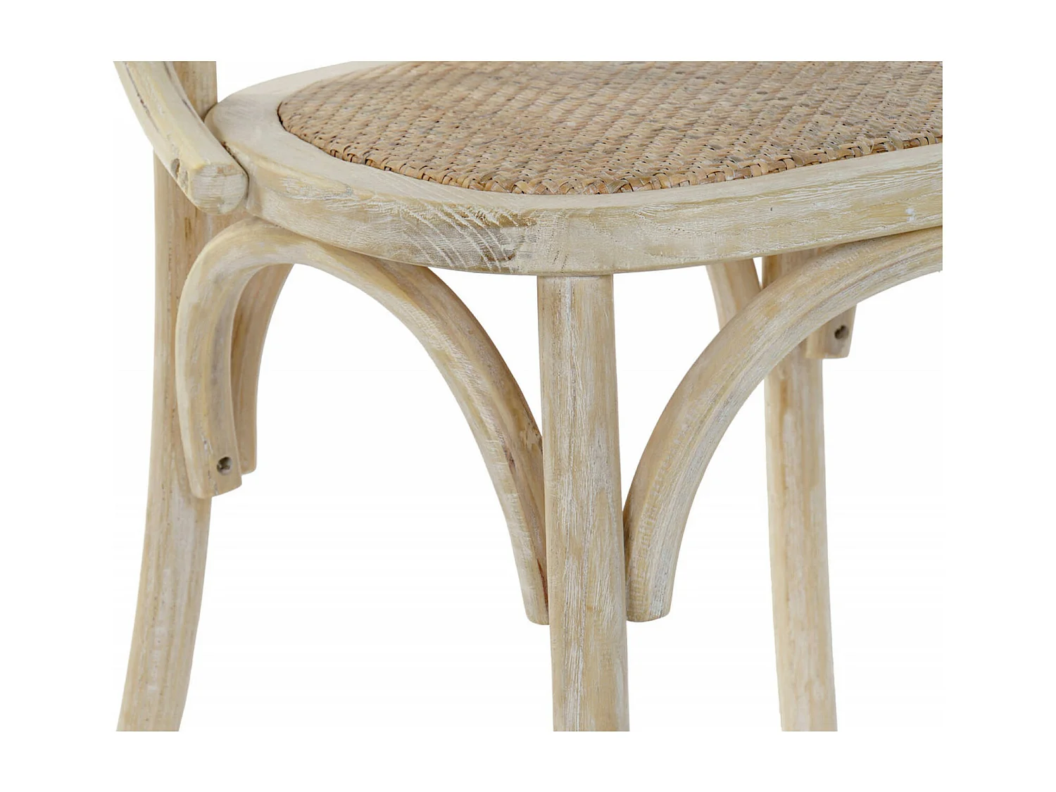 Chaise cuisine élégance rotin vieilli blanc robuste