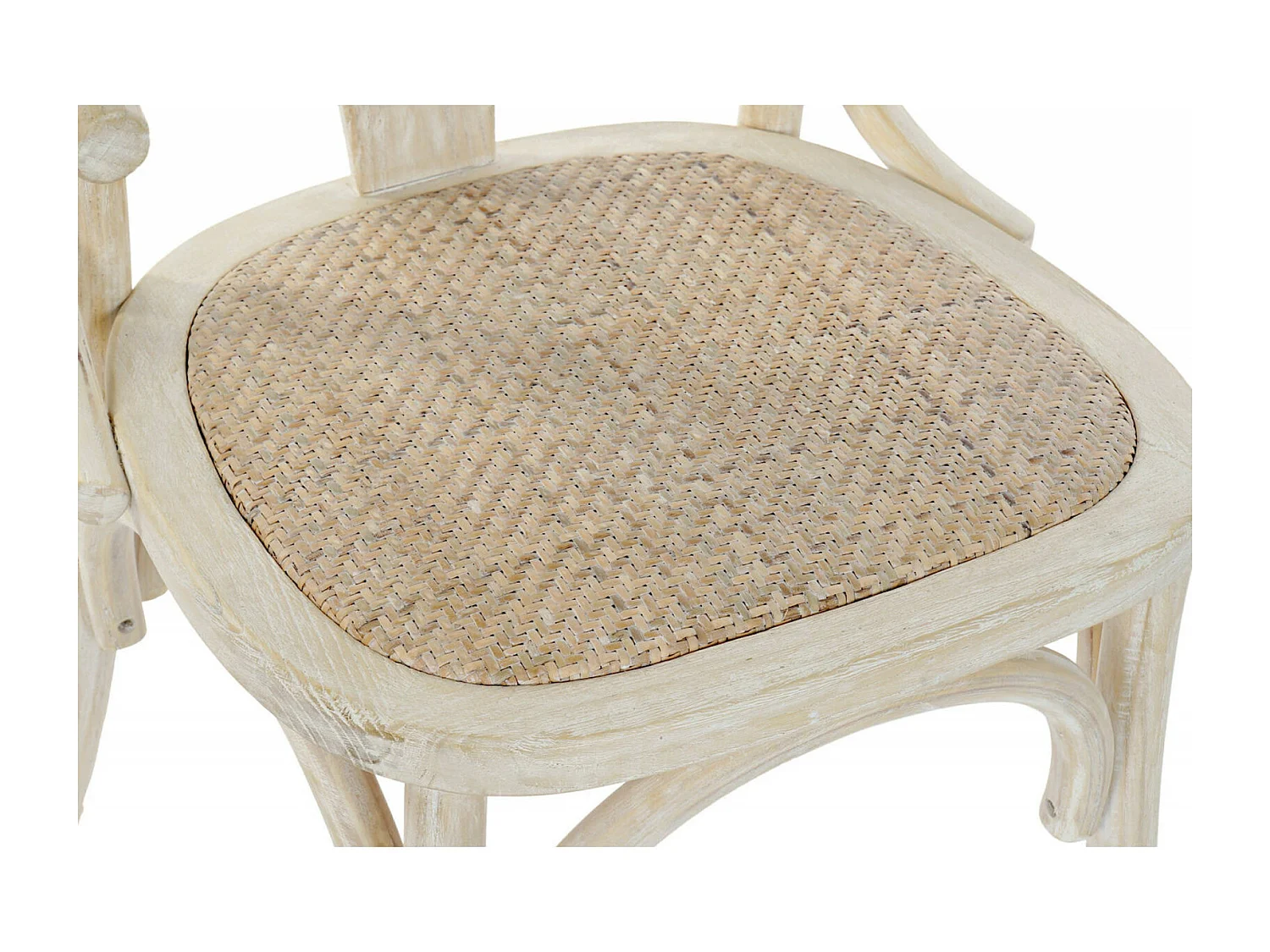 Chaise cuisine élégance rotin vieilli blanc robuste