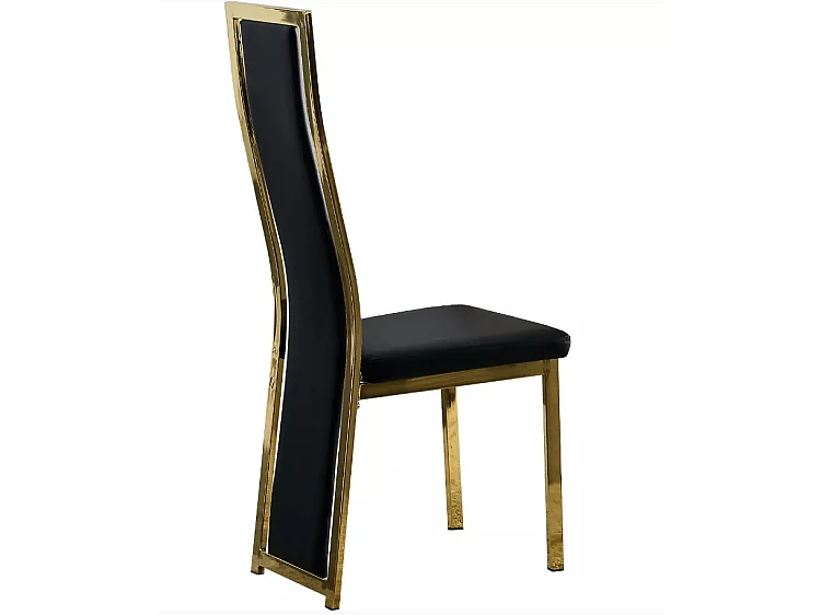 Chaise design simili cuir et acier doré Milana - Lot de 6-Couleur Noir