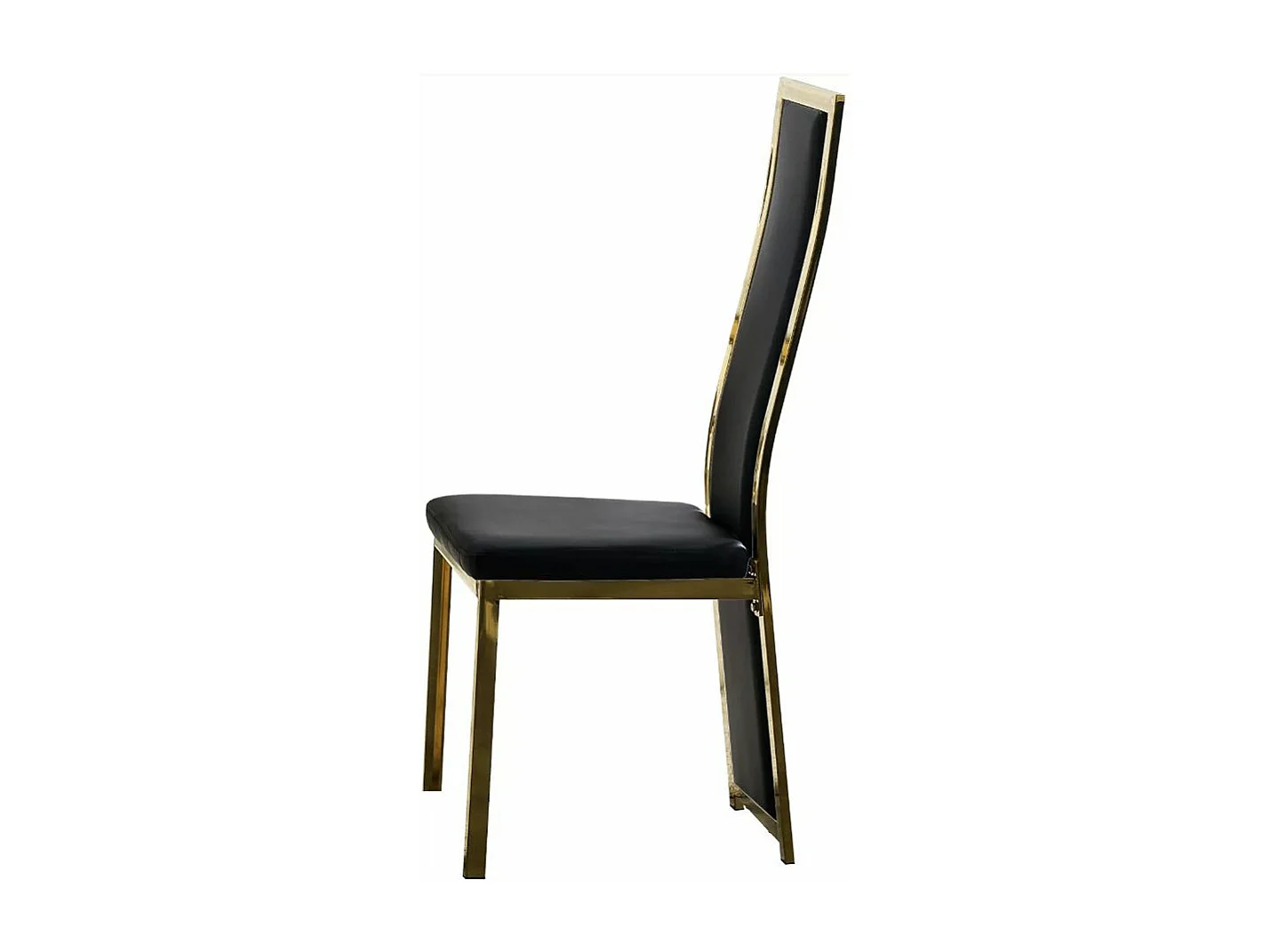 Chaise design simili cuir et acier doré Milana - Lot de 6-Couleur Noir