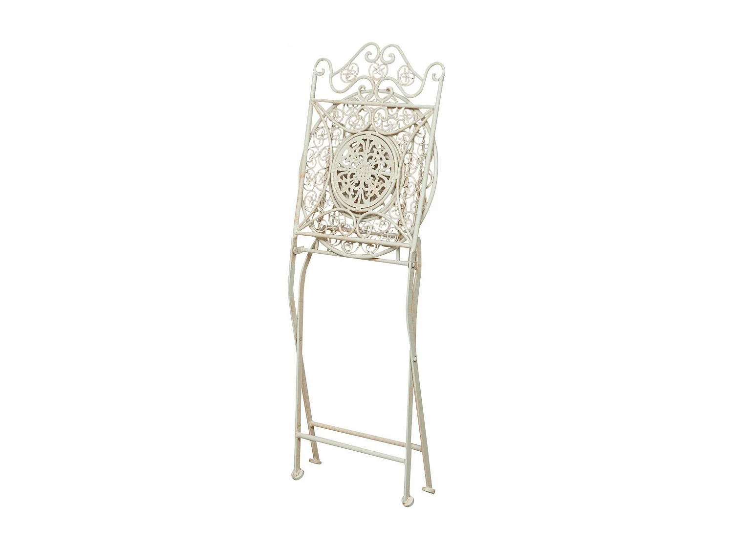 BISCOTTINI Chaise pliante - Fer forgé finition blanc antique - Extérieur - Chaise de bistrot vintage - Mobilier de jardin - Terrasse - Balcon 39x39x96 cm