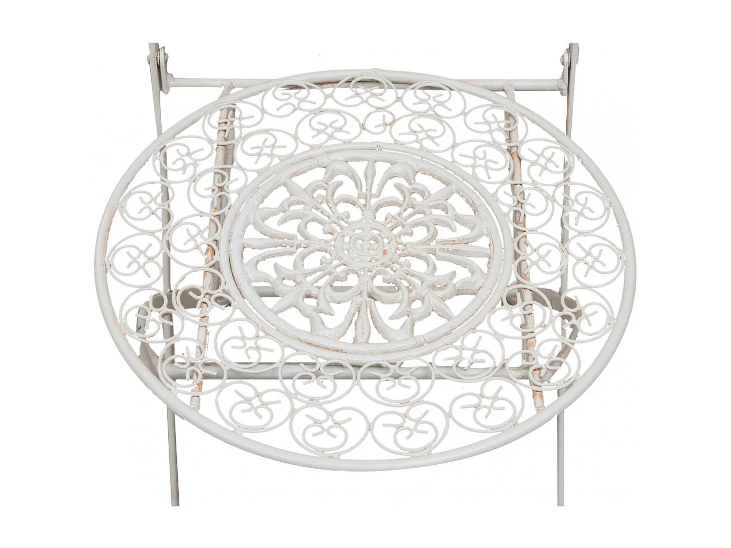 BISCOTTINI Chaise pliante - Fer forgé finition blanc antique - Extérieur - Chaise de bistrot vintage - Mobilier de jardin - Terrasse - Balcon 39x39x96 cm