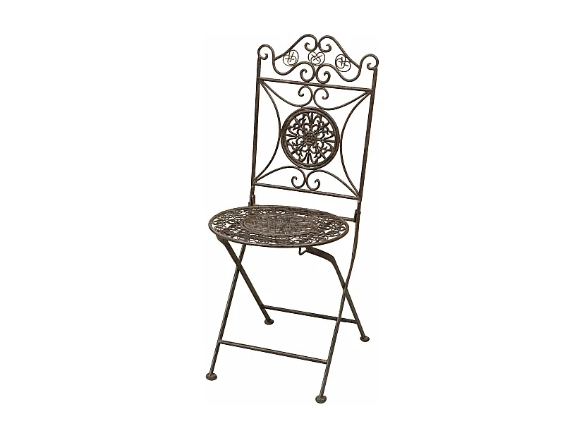 BISCOTTINI Chaise de jardin pliante - Fer forgé - Extérieur - Chaise de bistrot vintage - Mobilier de jardin - Terrasse - Balcon 39x39x96 cm