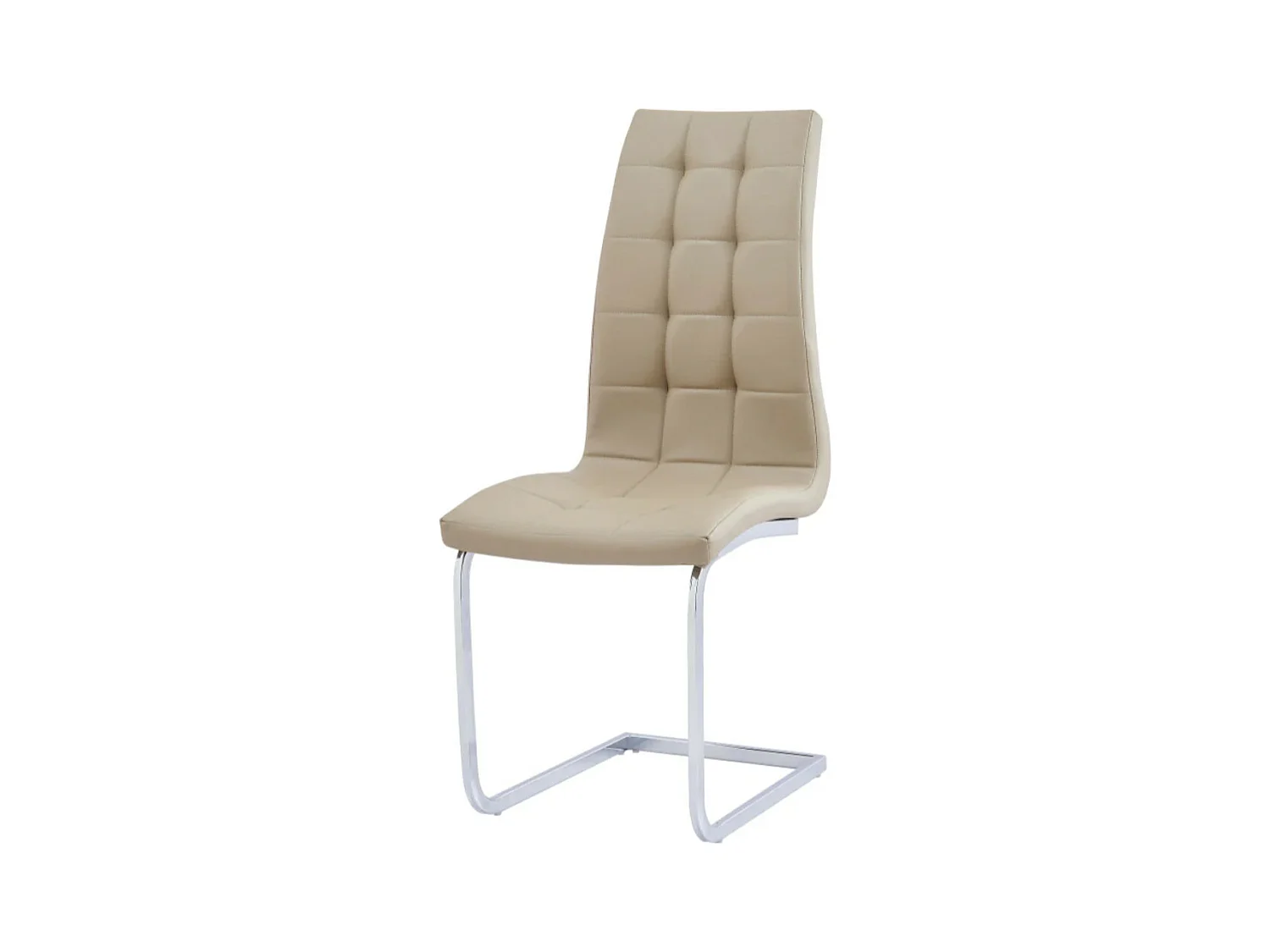 Chaise design simili cuir et pieds chromé Daizy - Lot de 6-Couleur Beige foncé