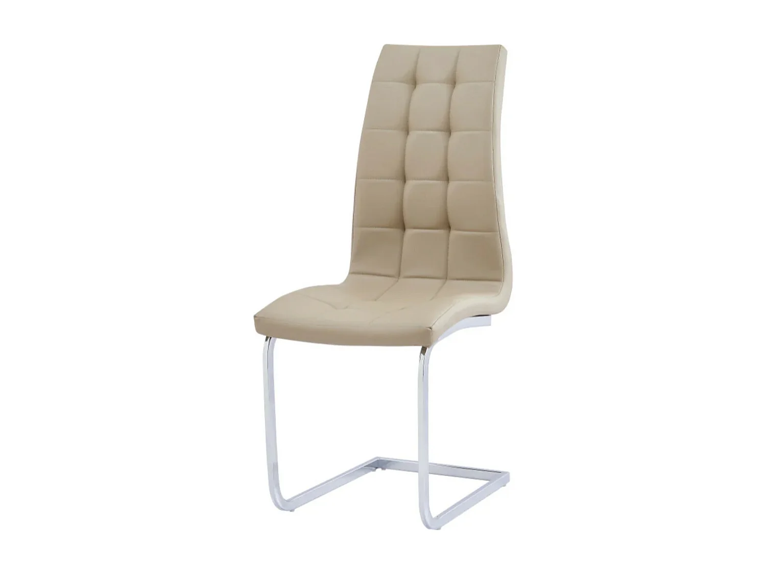 Chaise design simili cuir et pieds chromé Daizy - Lot de 6-Couleur Beige foncé