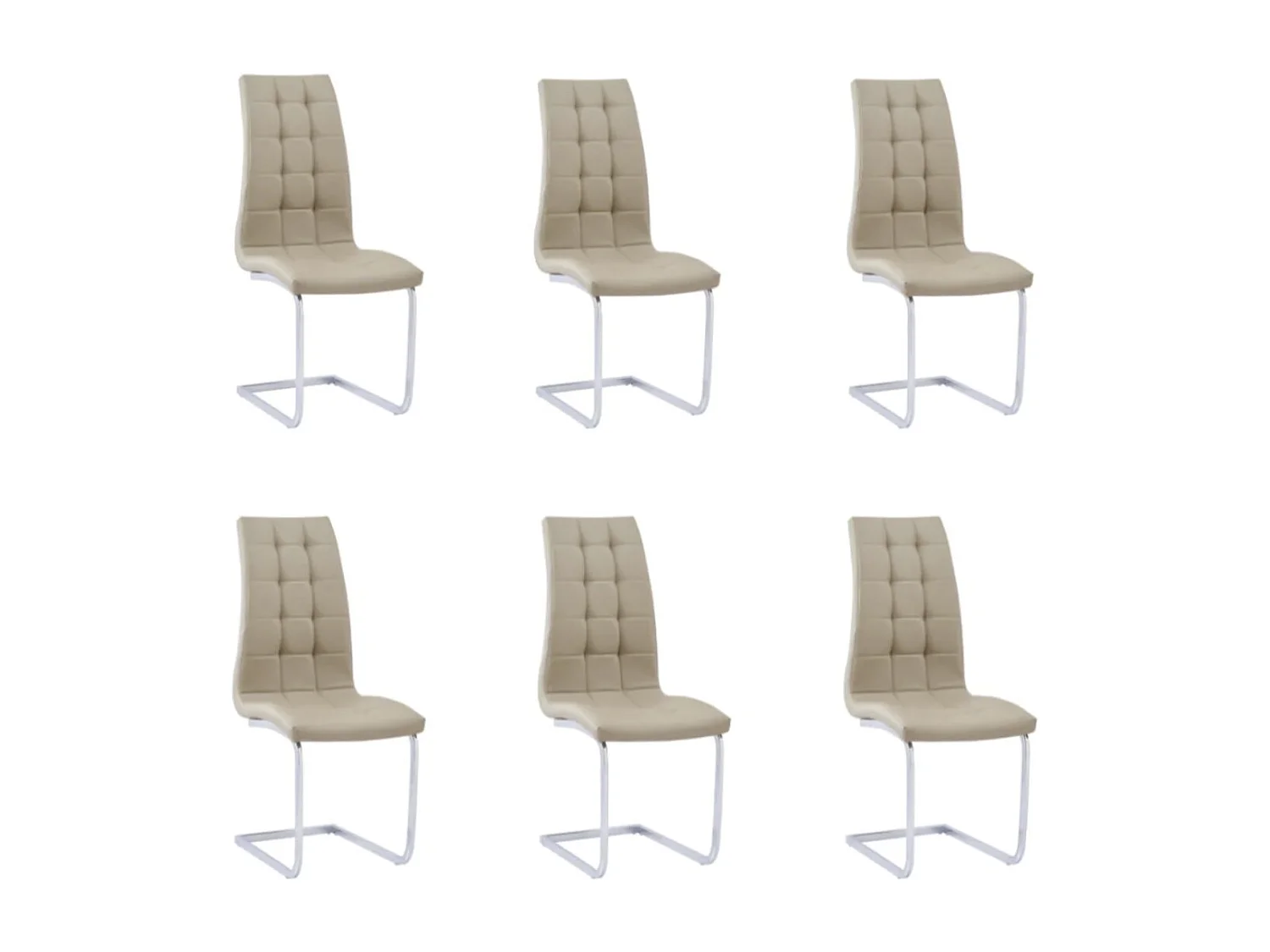 Chaise design simili cuir et pieds chromé Daizy - Lot de 6-Couleur Beige foncé
