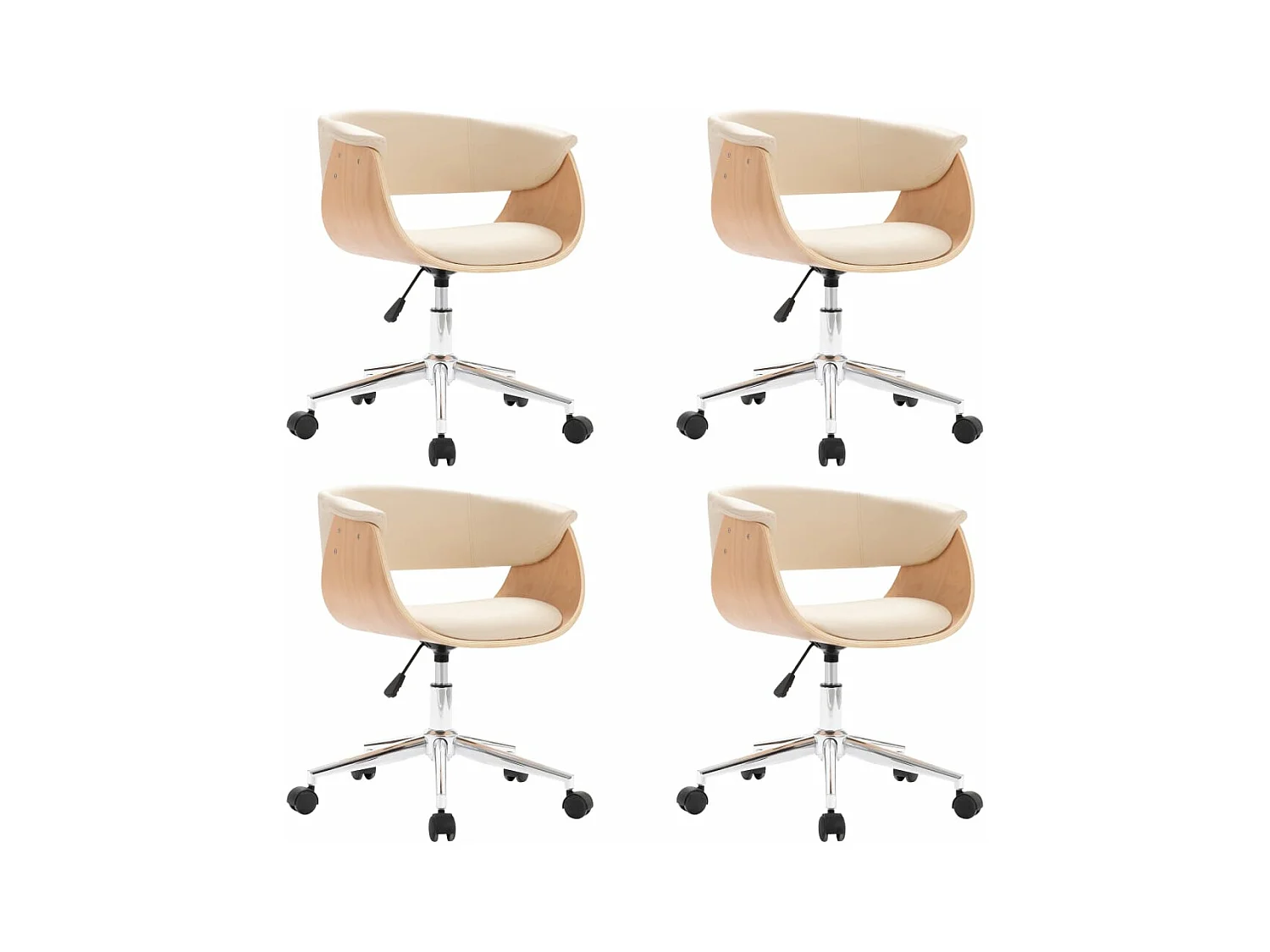 Chaises pivotantes à manger lot de 4 crème similicuir