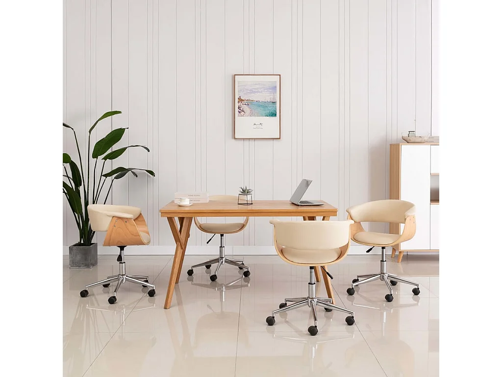 Chaises pivotantes à manger lot de 4 crème similicuir