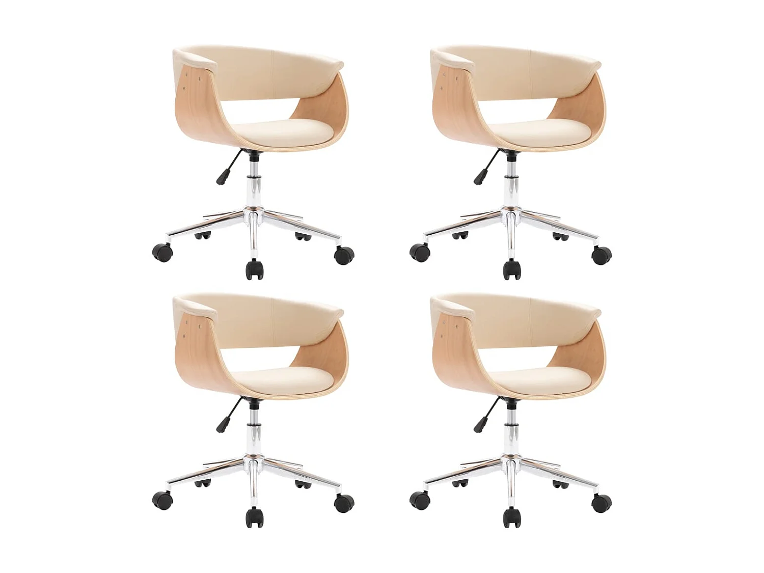 Chaises pivotantes à manger lot de 4 crème similicuir