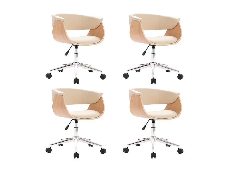 Chaises pivotantes à manger lot de 4 crème similicuir