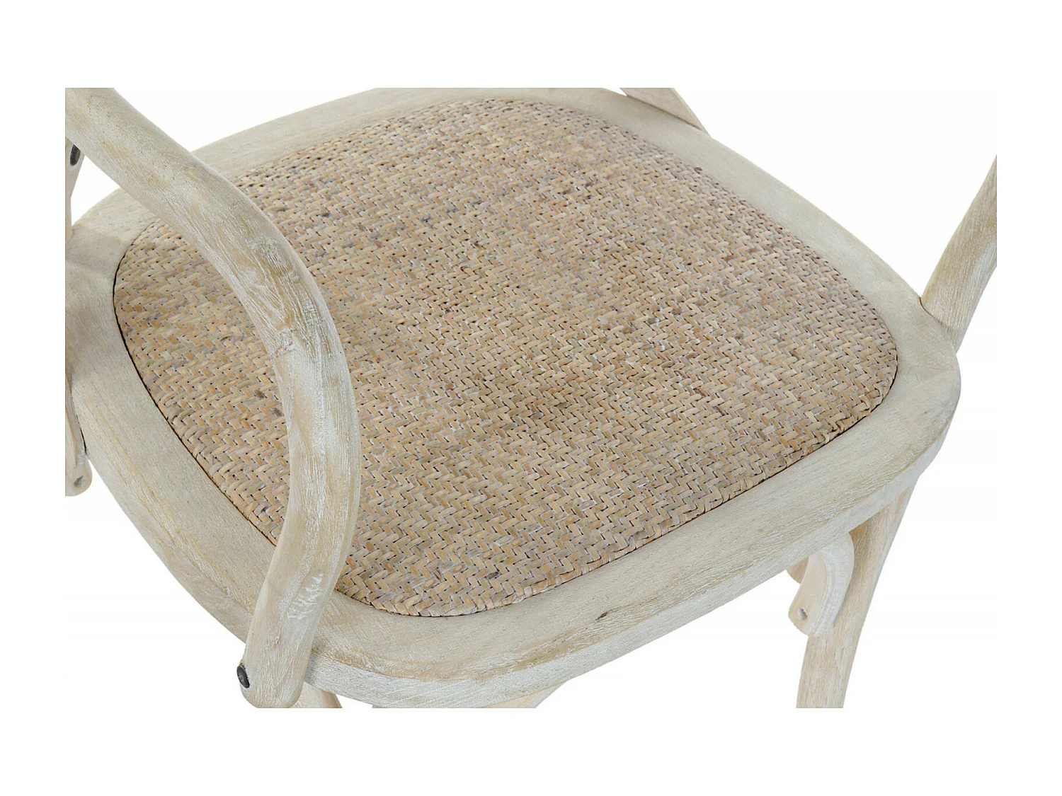 Chaise de cuisine élégance rotin blanc vieilli