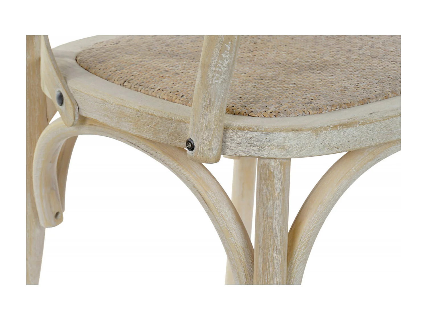 Chaise de cuisine élégance rotin blanc vieilli