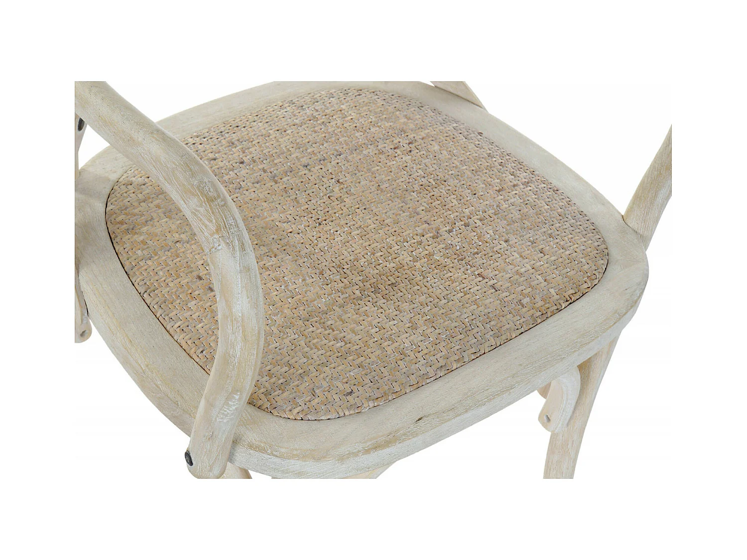 Chaise de cuisine élégance rotin blanc vieilli