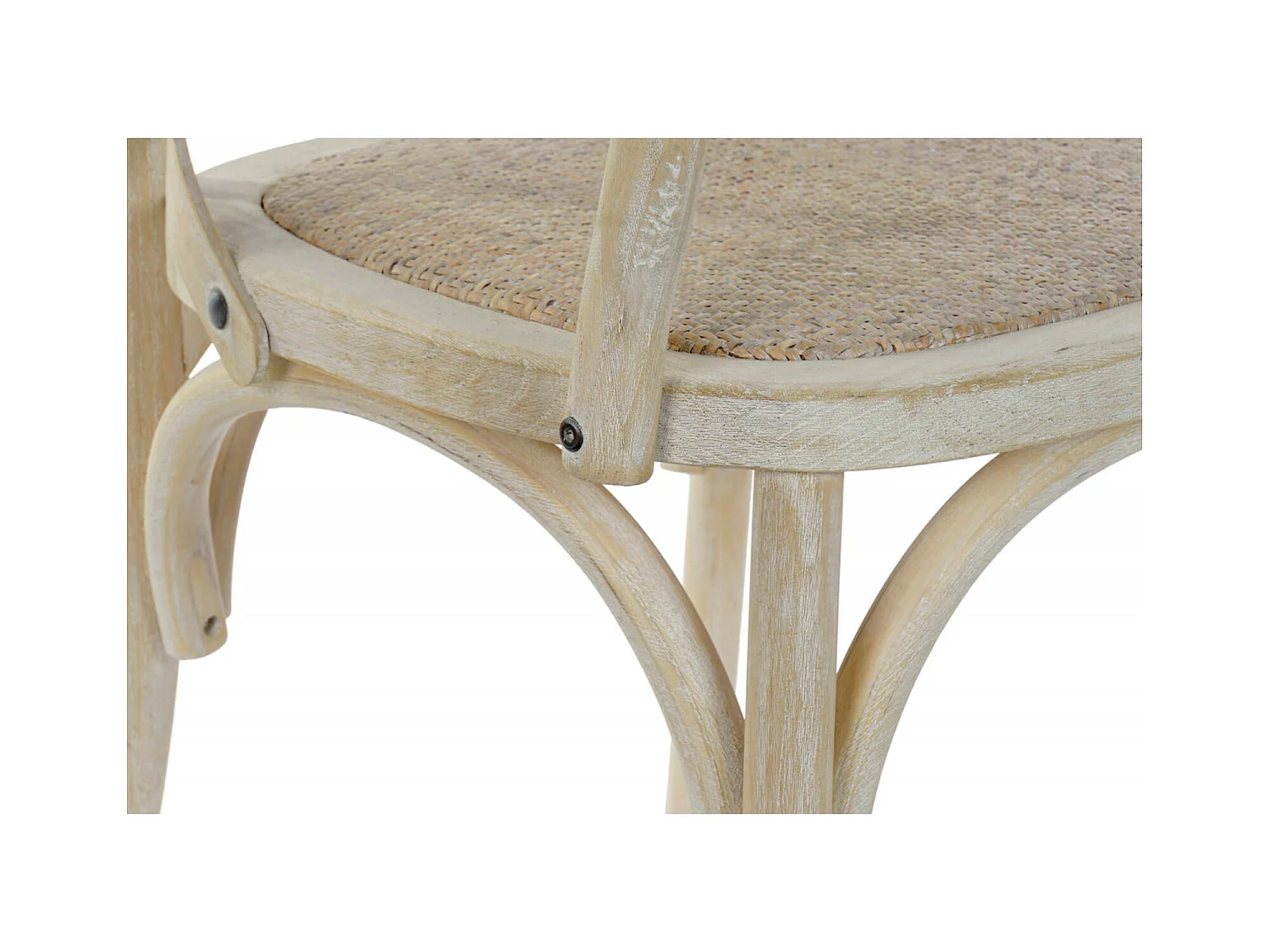 Chaise de cuisine élégance rotin blanc vieilli