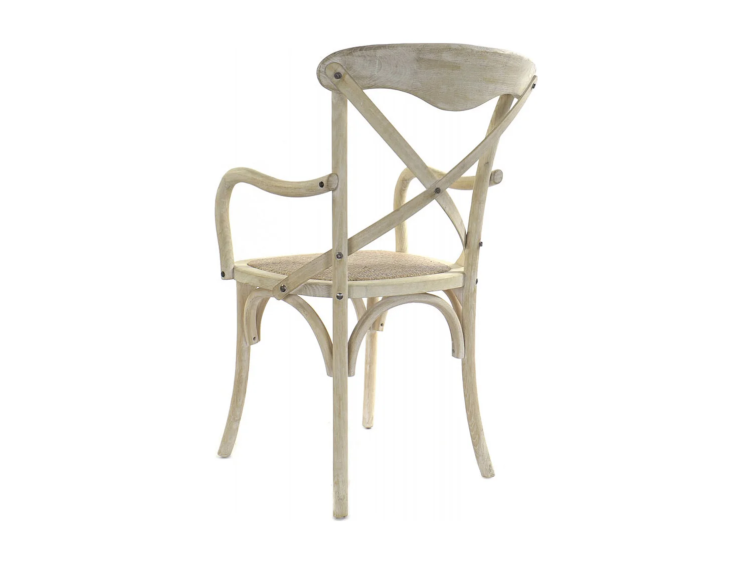 Chaise de cuisine élégance rotin blanc vieilli