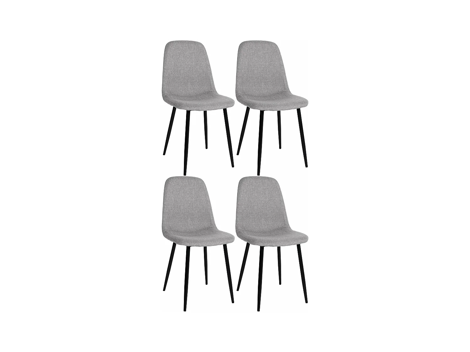 Lot de 4 chaises de salle à manger design simple avec pieds en métal noir assise en tissu gris clair 10_0001839