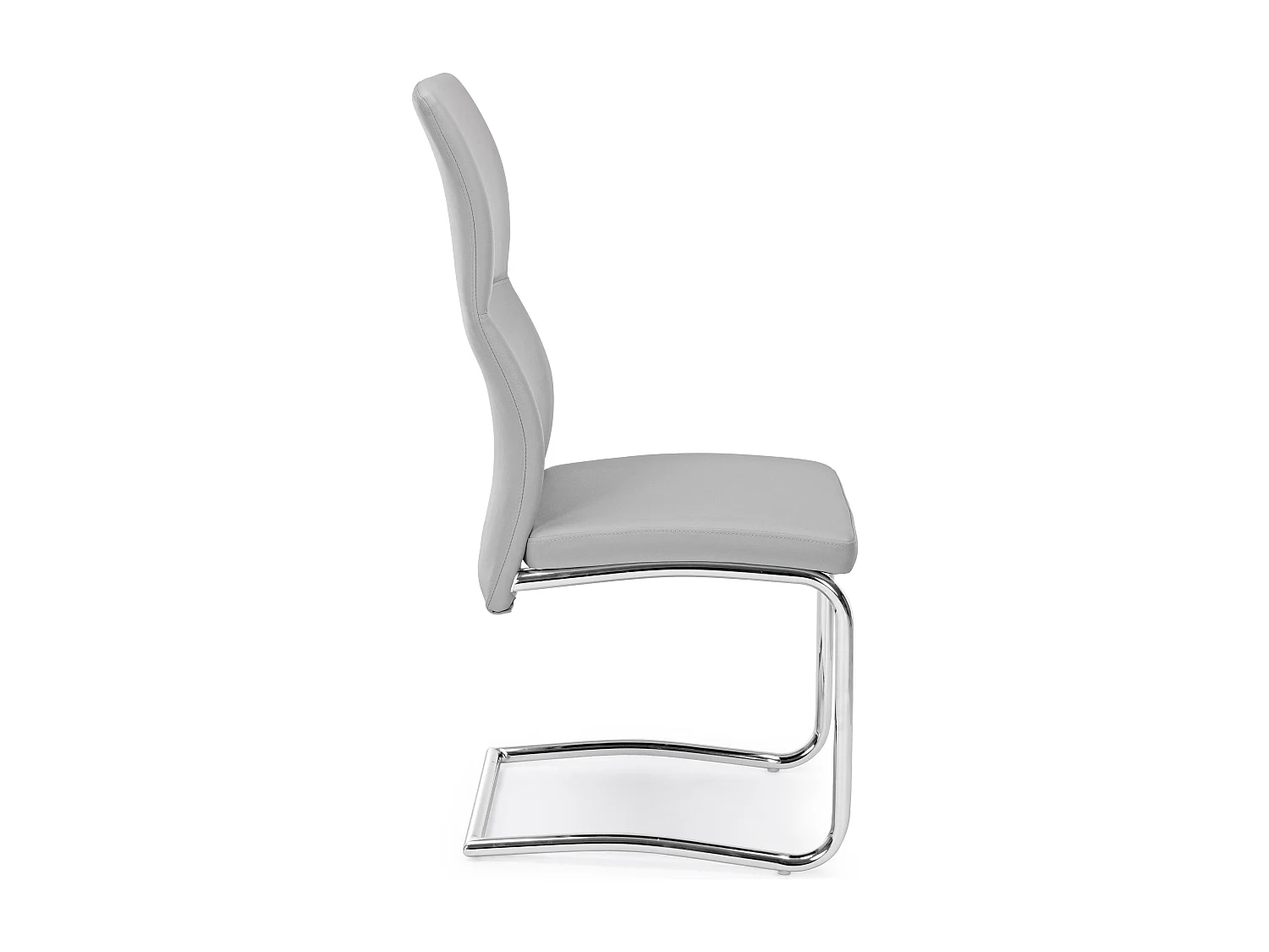 Lot de 4 chaises en simili cuir avec pieds acier chromé - Collection Thelma-Gris clair