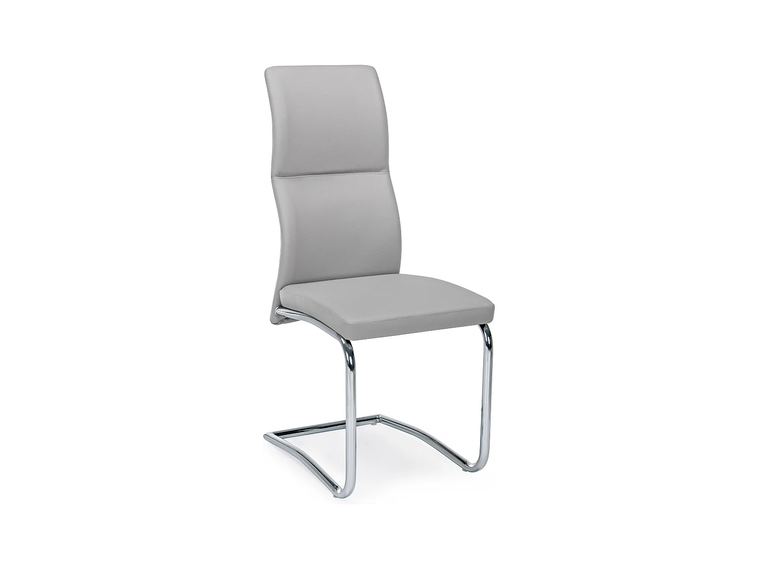 Lot de 4 chaises en simili cuir avec pieds acier chromé - Collection Thelma-Gris clair