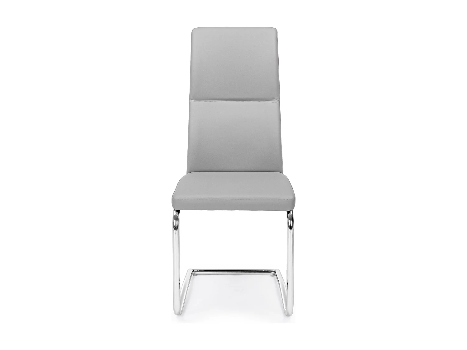 Lot de 4 chaises en simili cuir avec pieds acier chromé - Collection Thelma-Gris clair