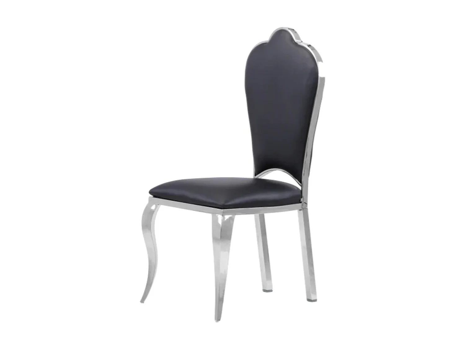 Chaise design simili cuir et pieds chromé effet miroir Kouma - Lot de 4-Couleur Noir