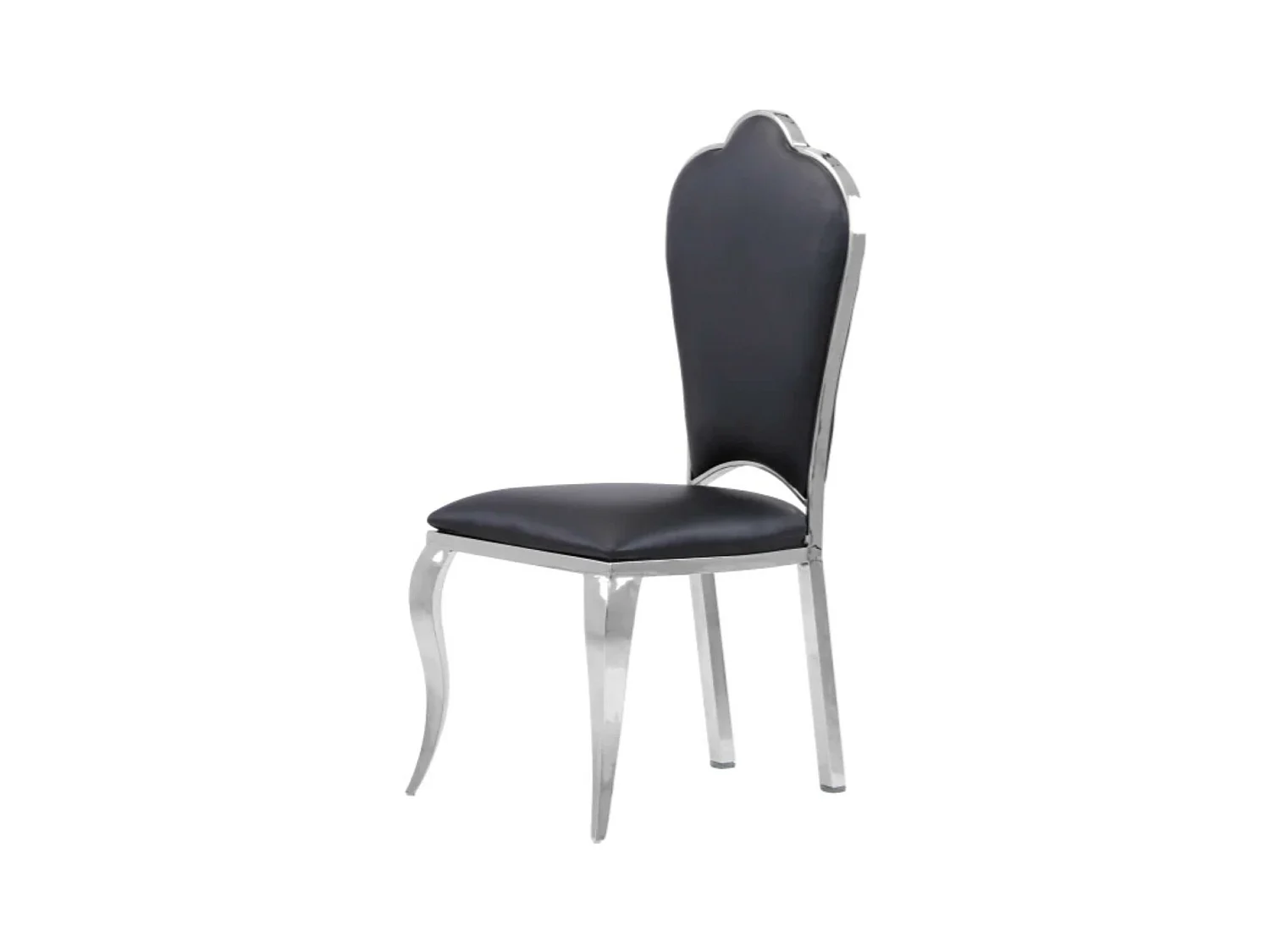 Chaise design simili cuir et pieds chromé effet miroir Kouma - Lot de 4-Couleur Noir
