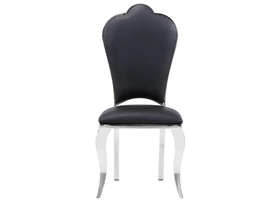 Chaise design simili cuir et pieds chromé effet miroir Kouma - Lot de 4-Couleur Noir