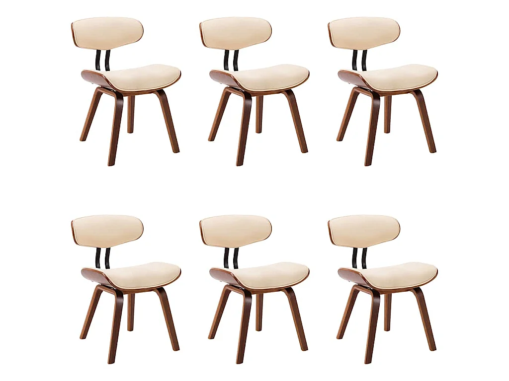Chaises à manger lot de 6 crème bois courbé et similicuir