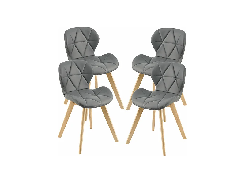 Lot de 4 chaises similicuir 81 x 57 x 49 cm gris 03_0006775