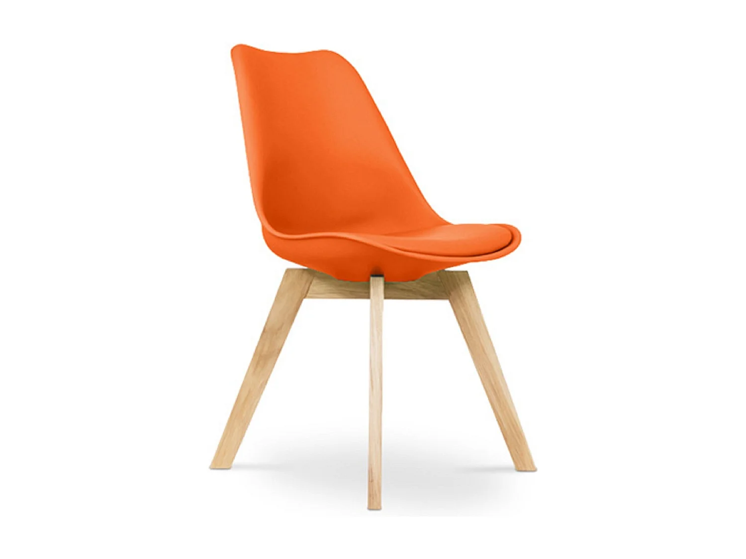 Chaise scandinave avec coussin simili orange Genève - Lot de 2