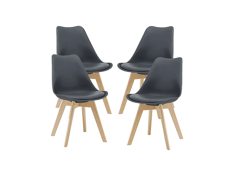 Lot de 4 chaises de salle à manger similicuir hêtre gris 03_0006763