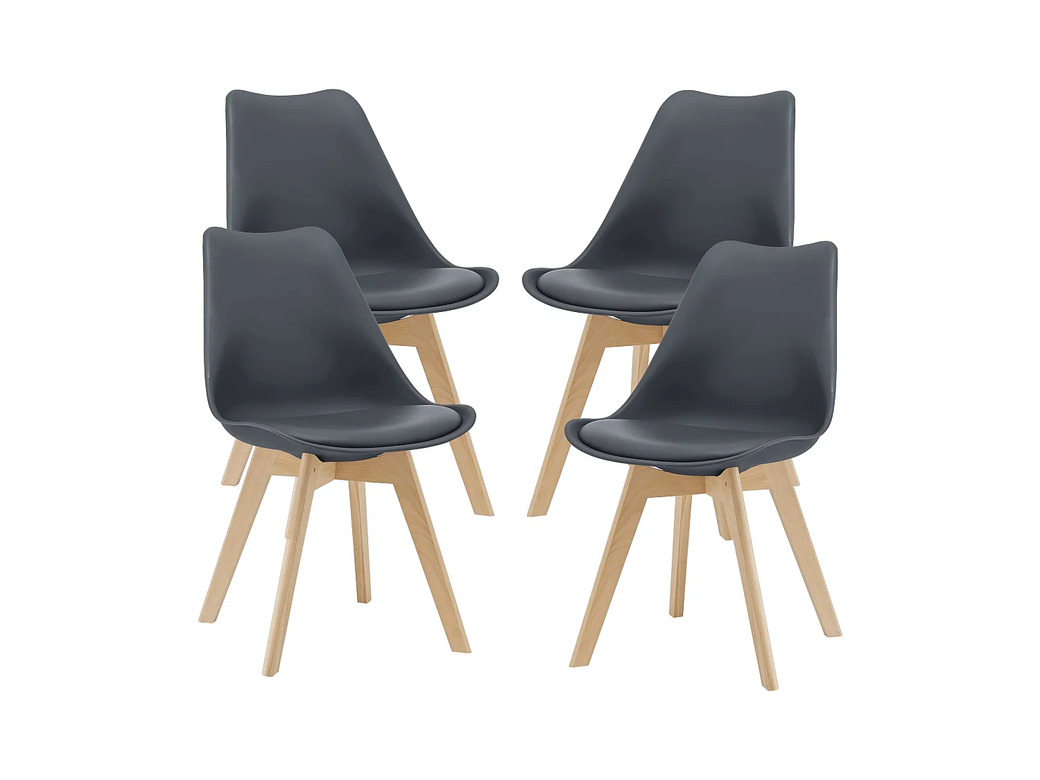 Lot de 4 chaises de salle à manger similicuir hêtre gris 03_0006763