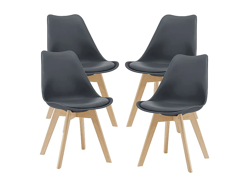 Lot de 4 chaises de salle à manger similicuir hêtre gris 03_0006763