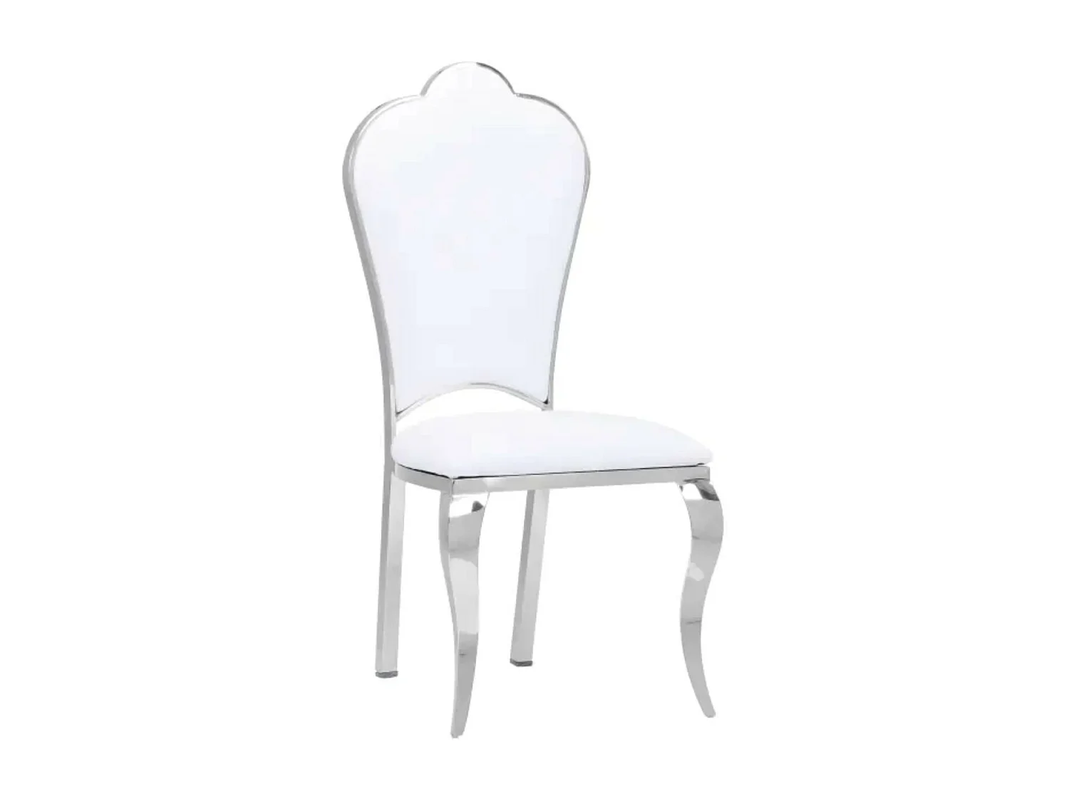 Chaise design simili cuir et pieds chromé effet miroir Kouma - Lot de 4-Couleur Blanc