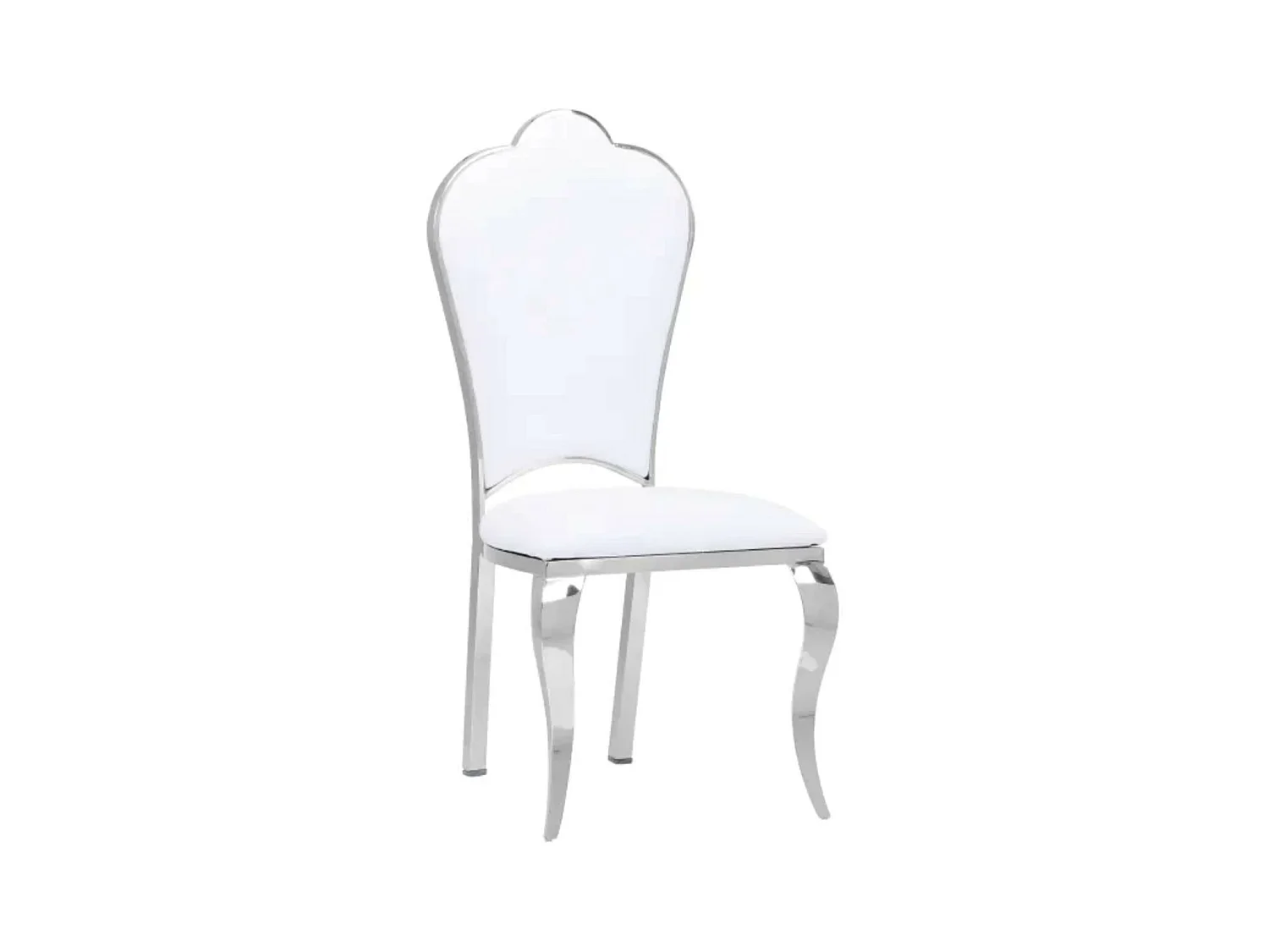 Chaise design simili cuir et pieds chromé effet miroir Kouma - Lot de 4-Couleur Blanc