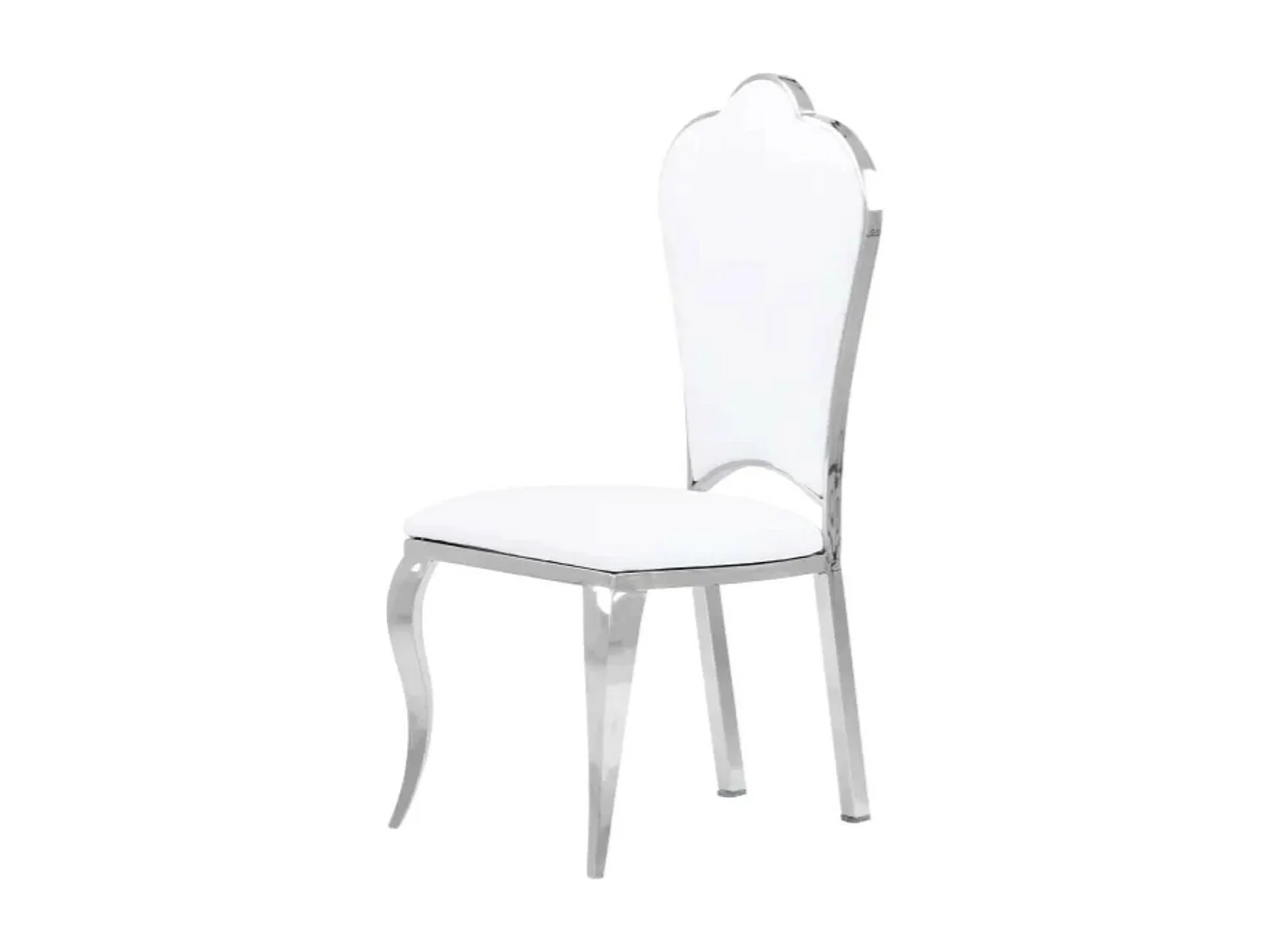Chaise design simili cuir et pieds chromé effet miroir Kouma - Lot de 4-Couleur Blanc