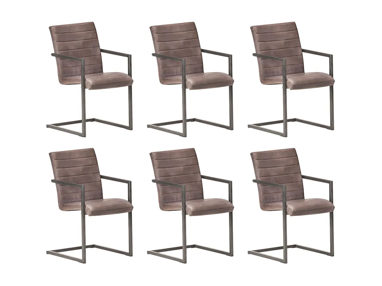 Lot de 6 chaises de salle à manger cuisine cantilever design rétro cuir véritable marron CDS022295