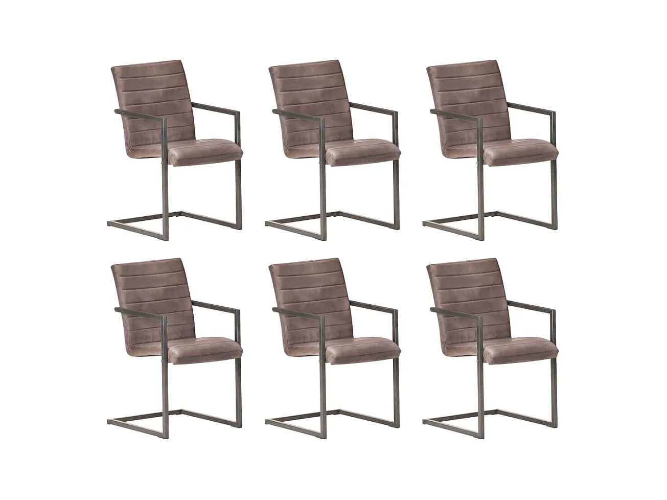 Lot de 6 chaises de salle à manger cuisine cantilever design rétro cuir véritable marron CDS022295
