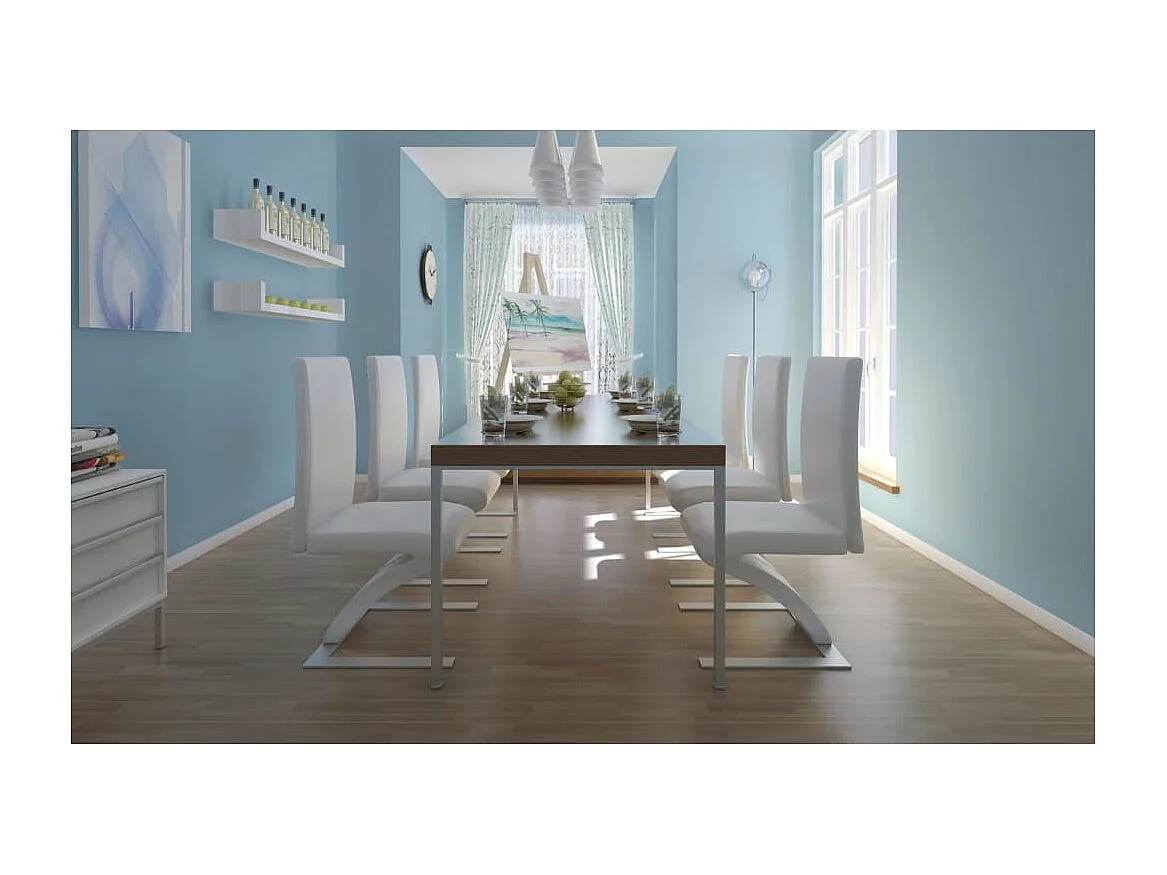 Eetkamerstoelen 6 st kunstleer wit