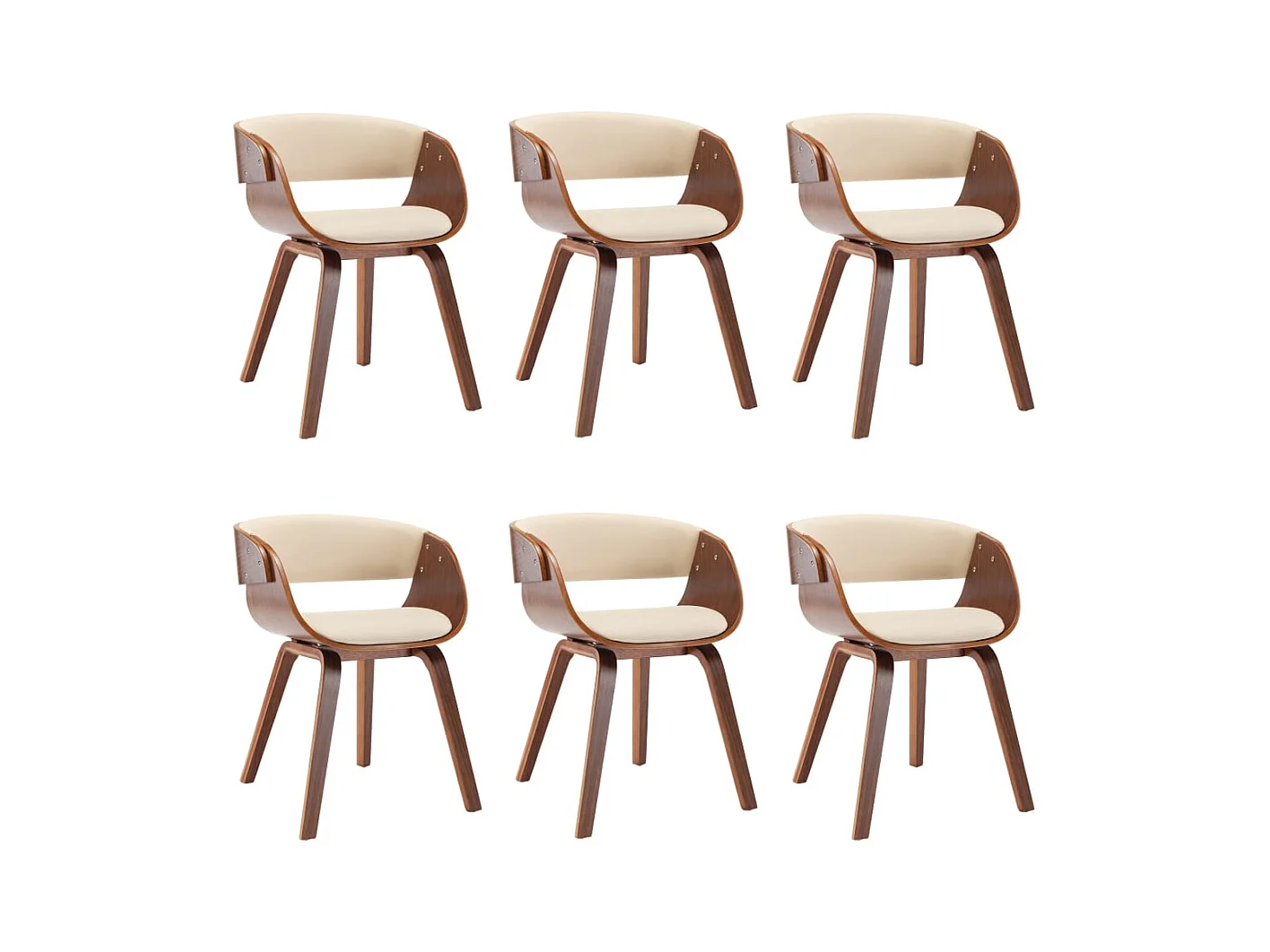 Chaises à manger lot de 6 crème bois courbé et similicuir