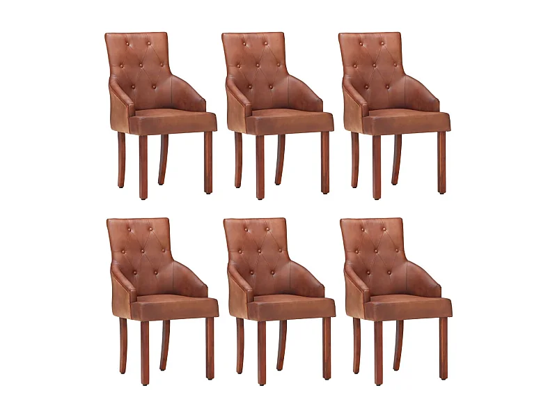 Chaises de salle à manger 6 pcs Marron Cuir de chèvre véritable